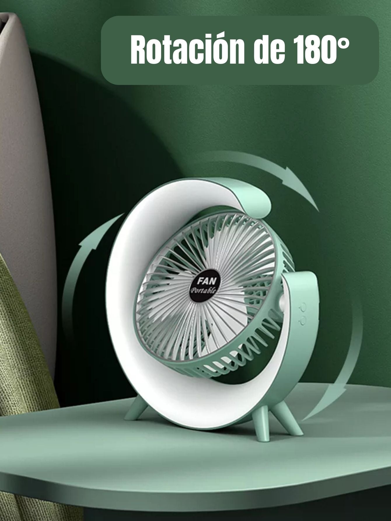 Ventilador Escritorio Portátil Recargable Lámpara LED RGB