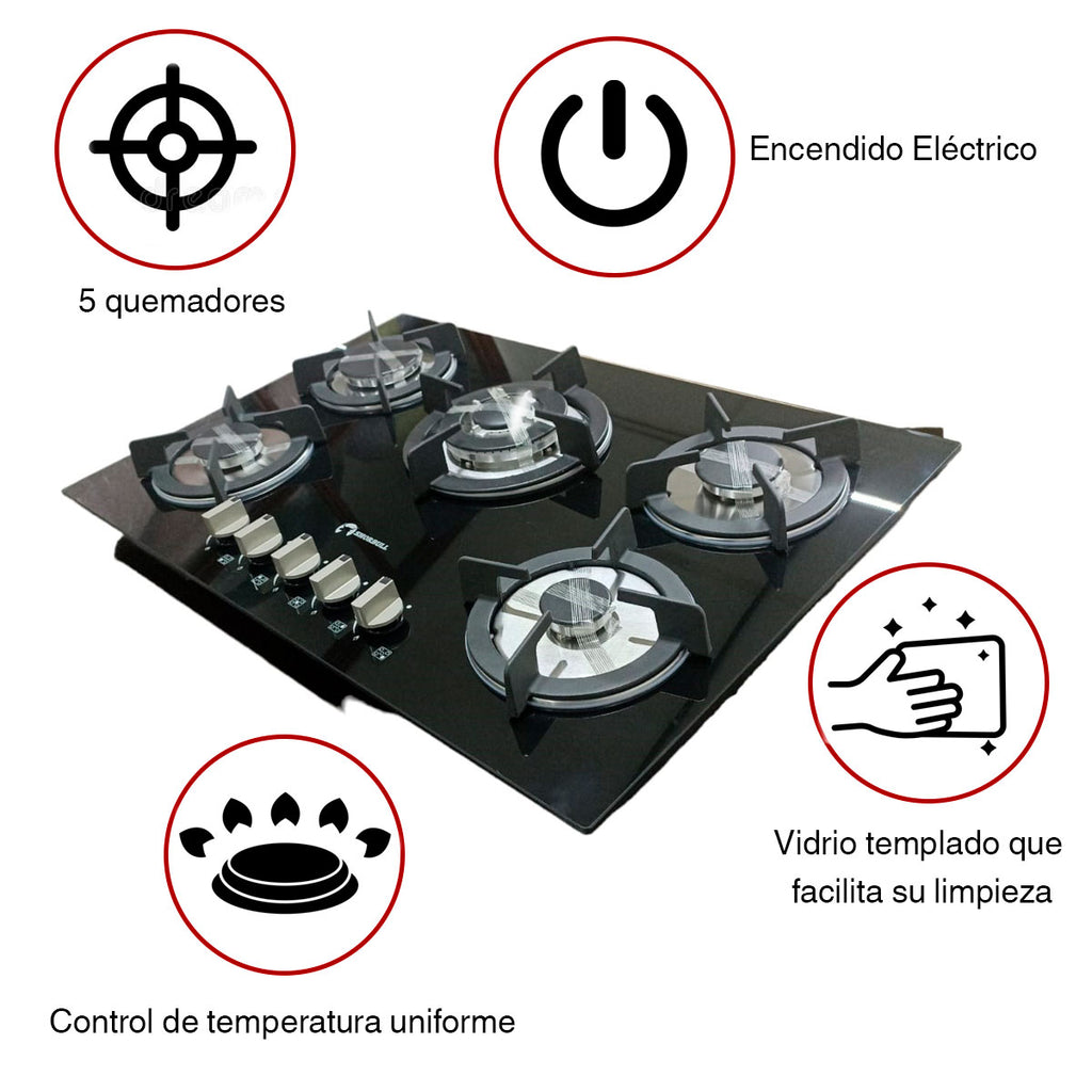 Parrilla De Gas 5 Quemadores De Acero Inoxidable