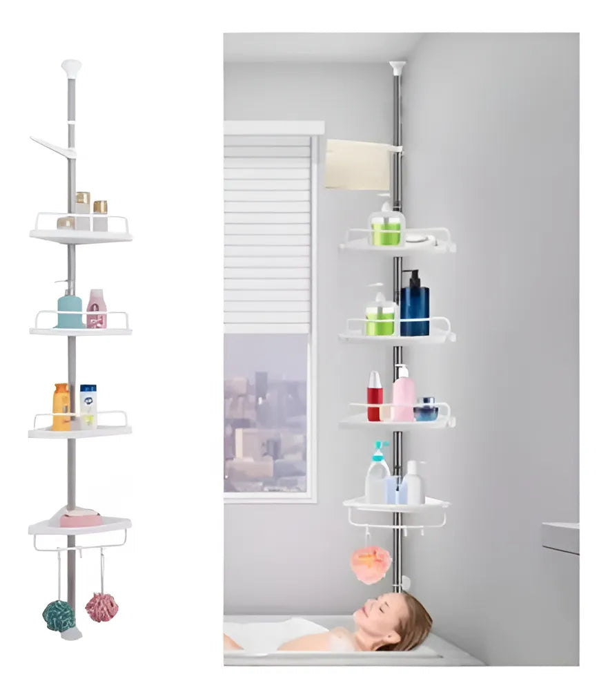Organizador de Baño Esquinero Ajustable (Regadera) — 4 Estantes