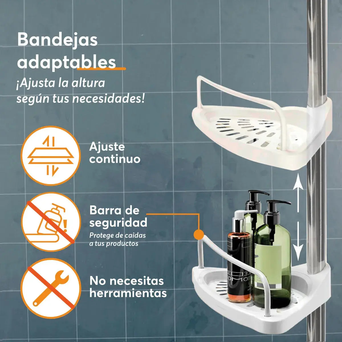 Organizador de Baño Esquinero Ajustable (Regadera) — 4 Estantes
