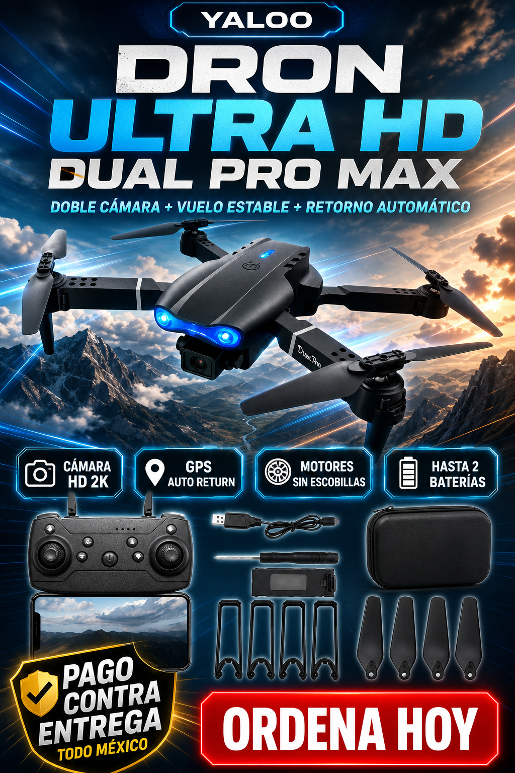Dron Doble Camara ULTRA HD Dual Pro Max