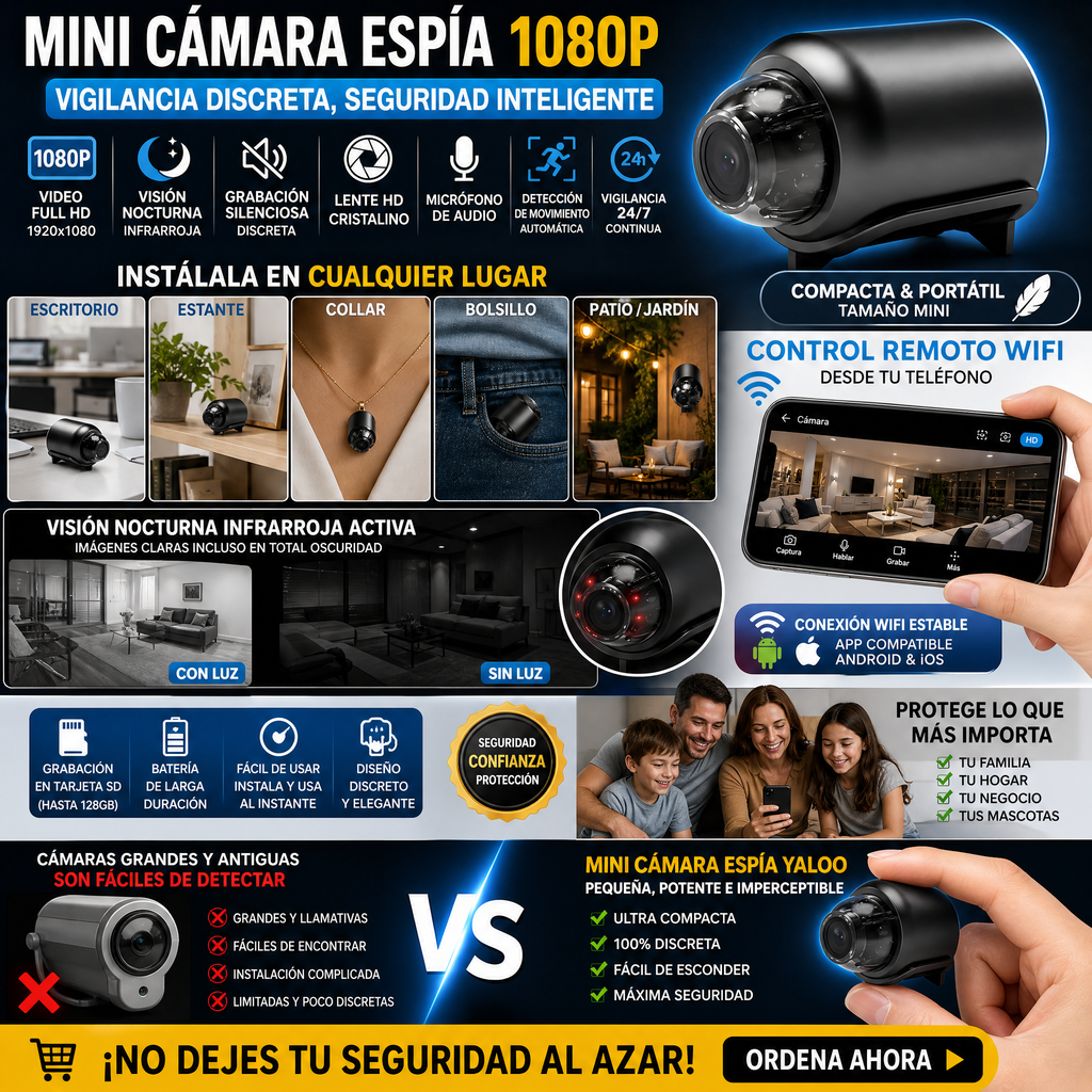 Mini Cámara Espía 1080p Visión Nocturna