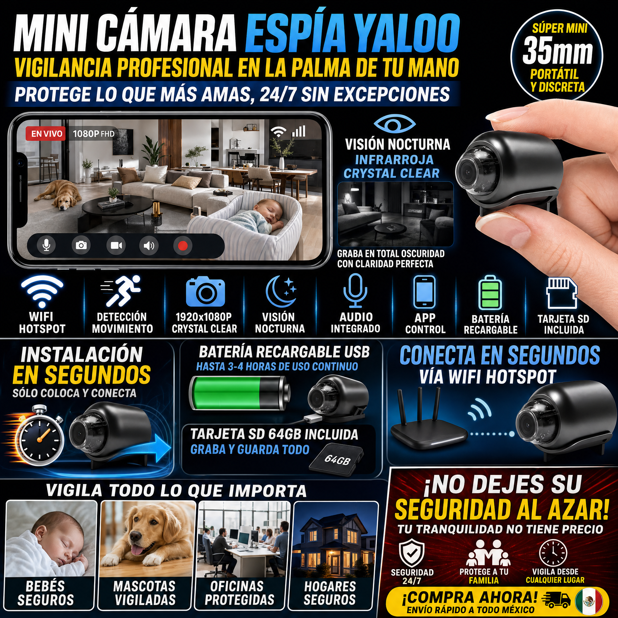 Mini Cámara Espía 1080p Visión Nocturna