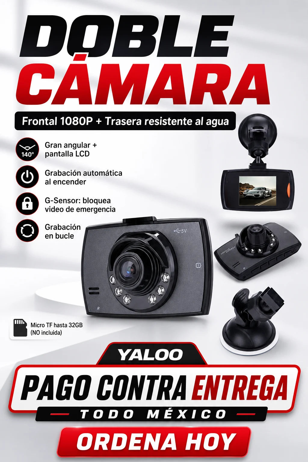 Cámara de Coche con Sensor de Choque Full HD 1080P
