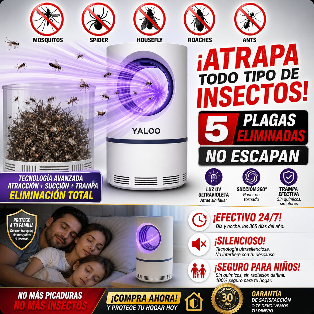 Trampa Lámpara Led Luz UV Mata Mosquitos